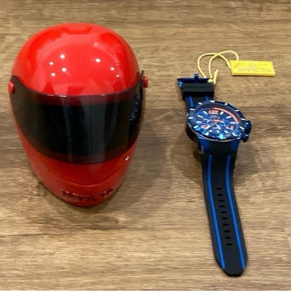 Invicta S1 Rally 35738 Chronograph Quartz Watch Blue + Red Case NWT